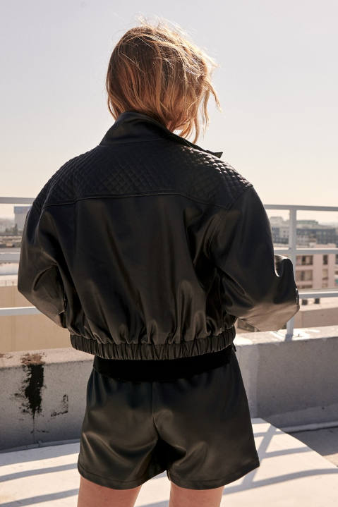 Brinley Faux Leather Bomber Jacket falcon park - Main Image