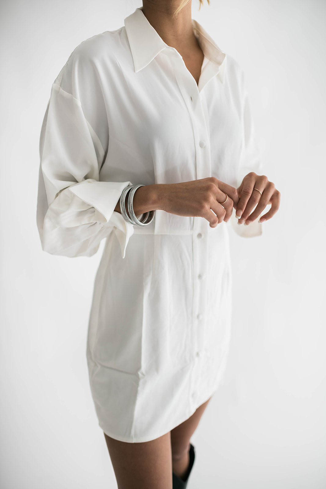 Robbie Button Down Satin Dress