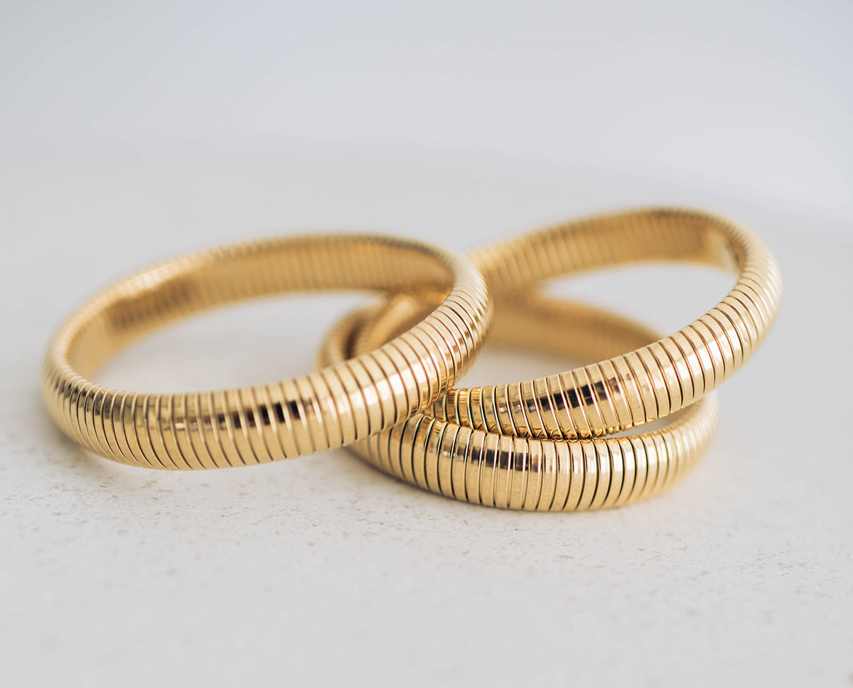 Cobra Semi Stretch Ribbed Bracelet Gold