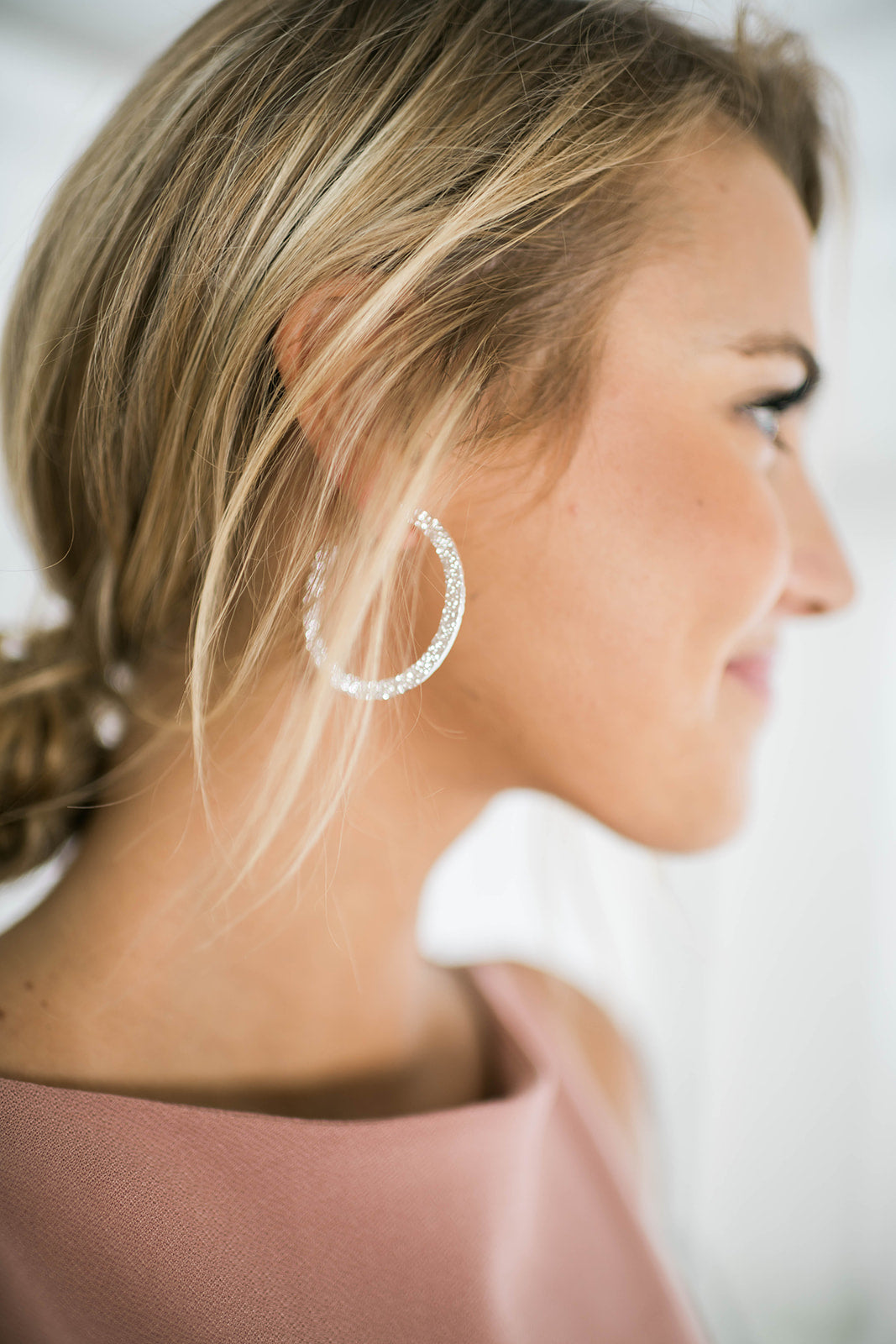 Textured Metallic Silver Hoop Earrings
