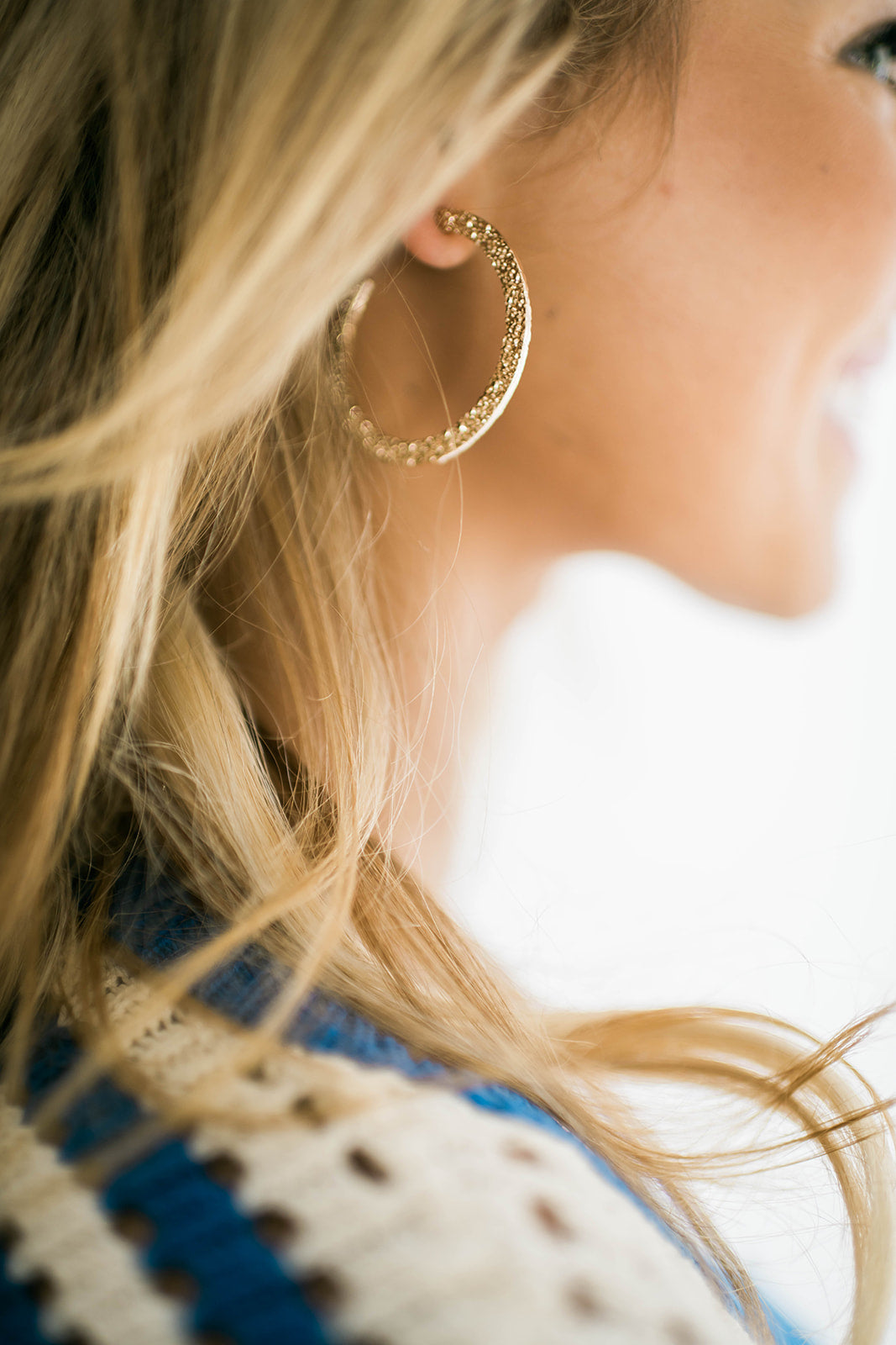 Textured Metallic Gold Hoop Earrings