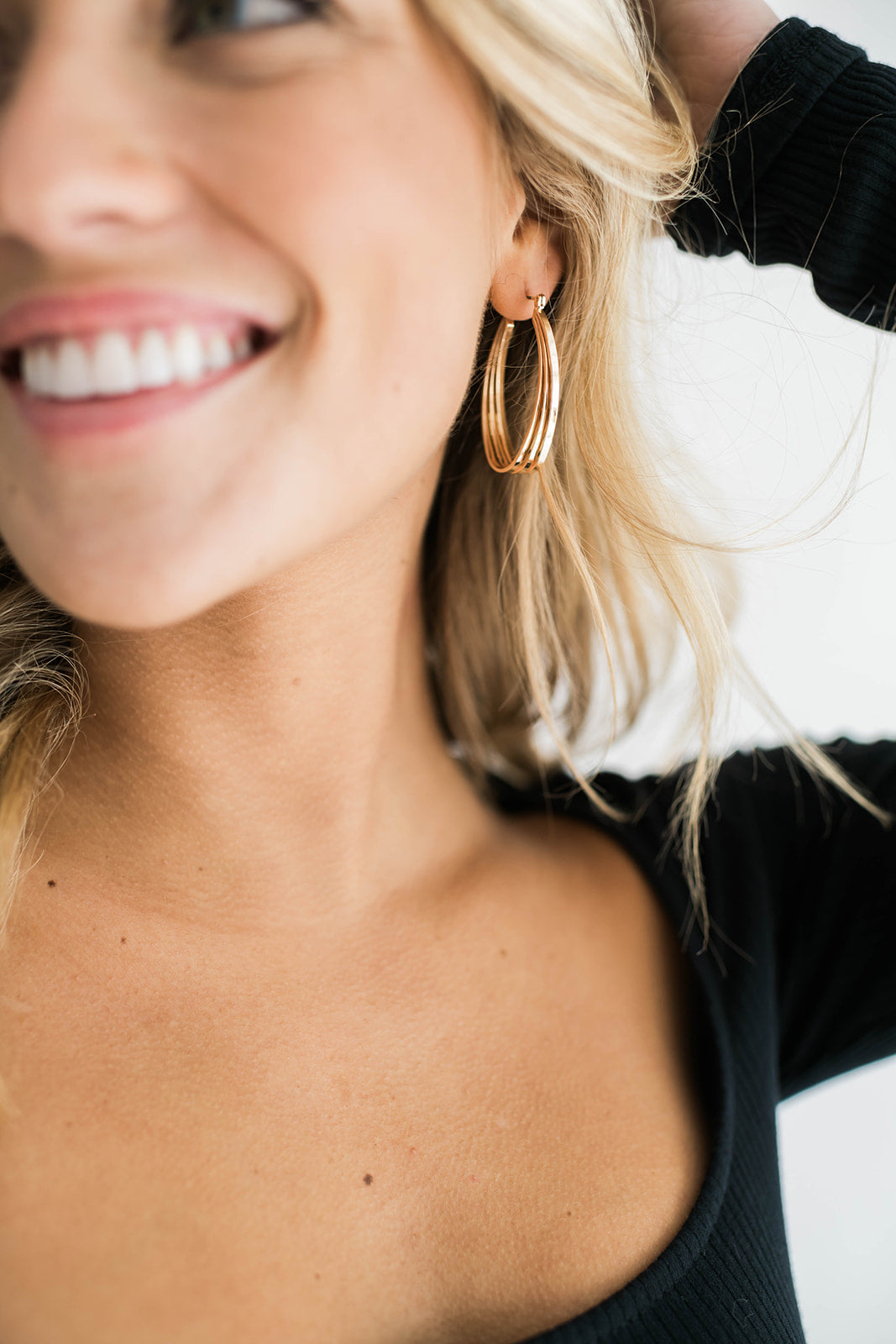 Cooper Oval Layered Hoop Earrings Gold
