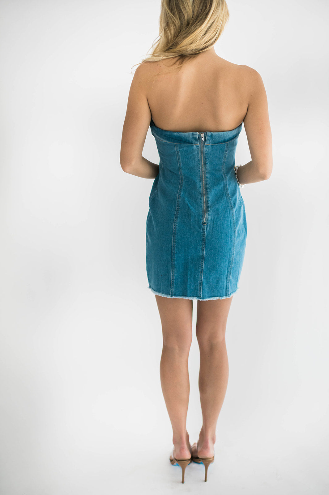 Jolie Strapless Denim Mini