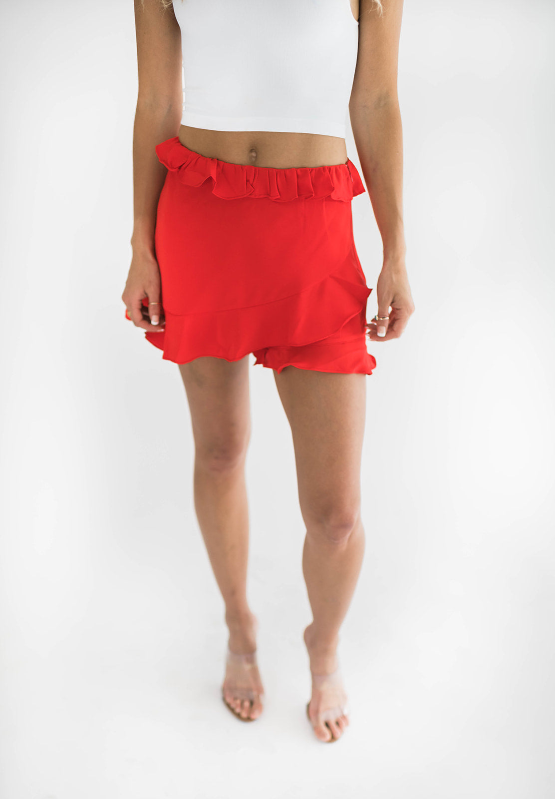 Sasha Asymmetric Ruffle Tiered Skort
