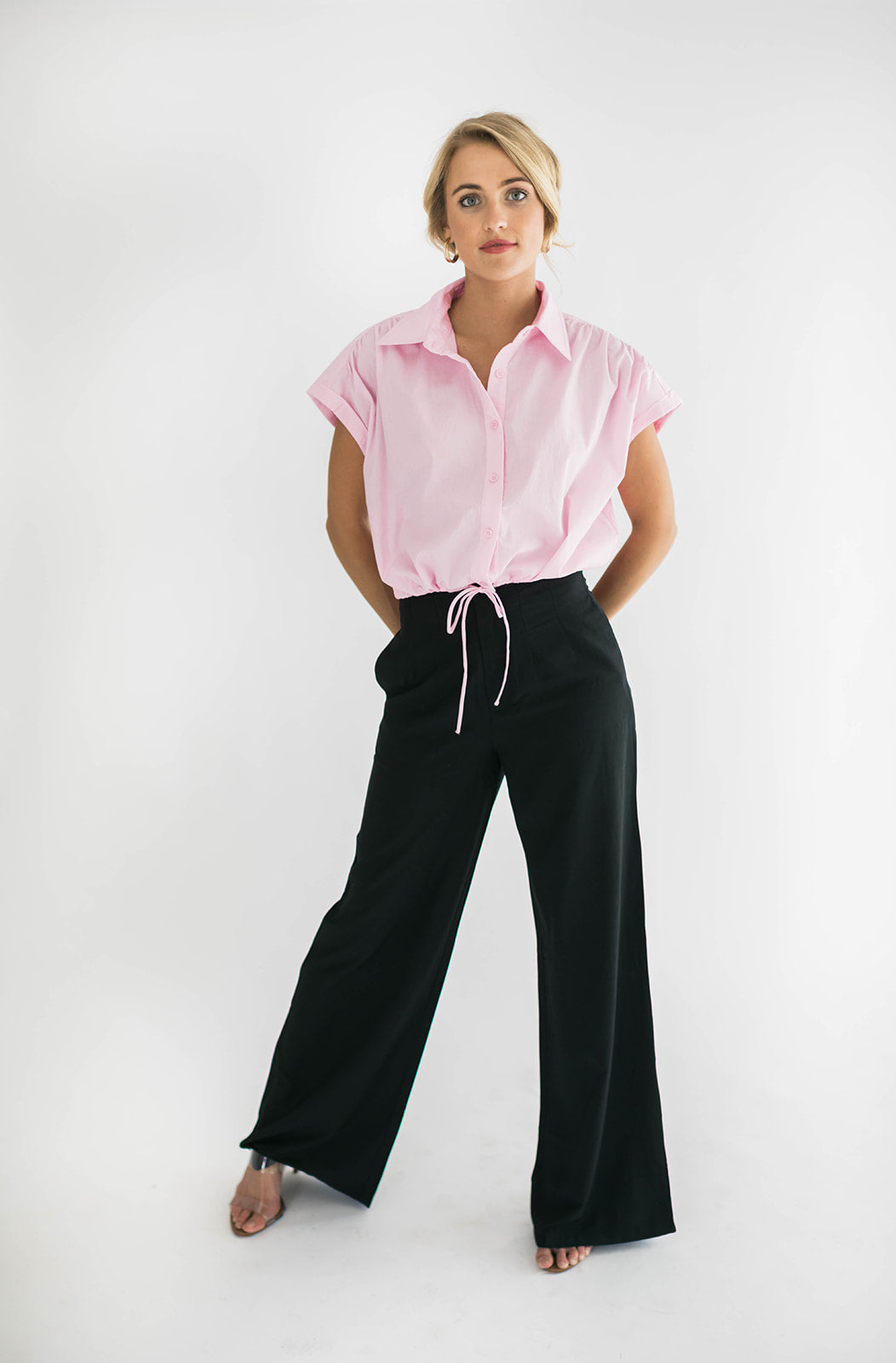 Simona Bubble Drawstring Hem Top
