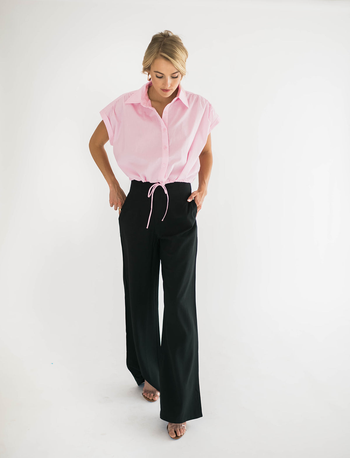 Simona Bubble Drawstring Hem Top