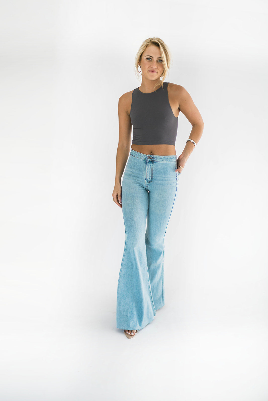 Run Away Crop Top in Charcoal