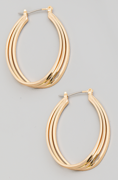 Cooper Oval Layered Hoop Earrings Gold