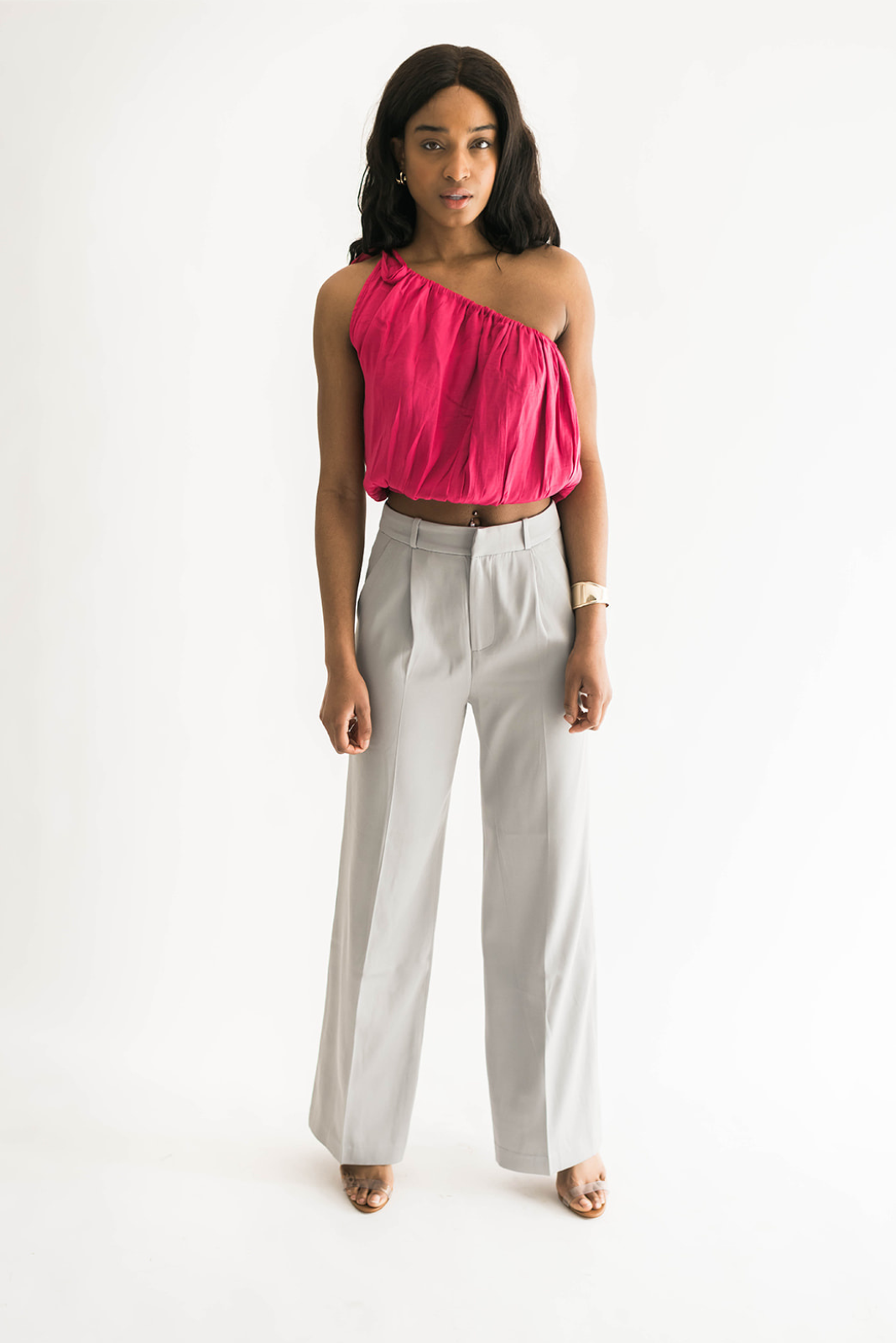 Milan Woven Satin One Shoulder Top