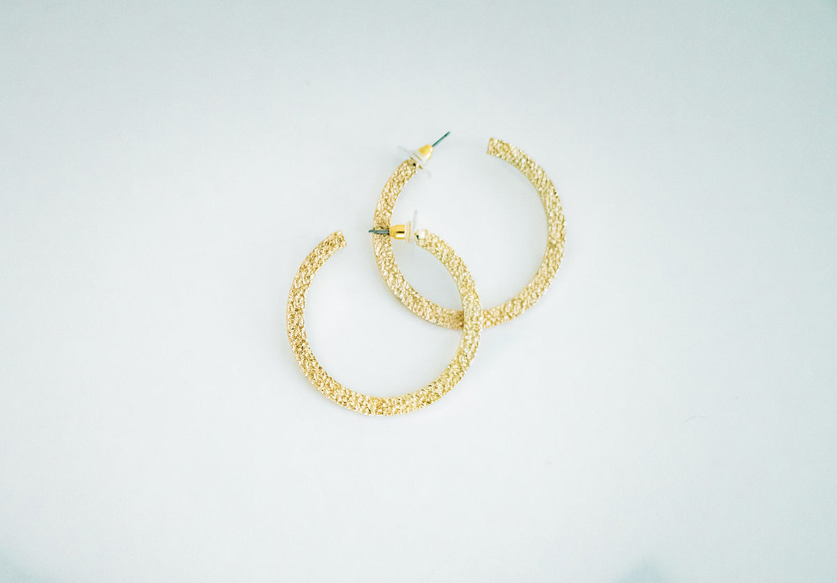 Textured Metallic Gold Hoop Earrings