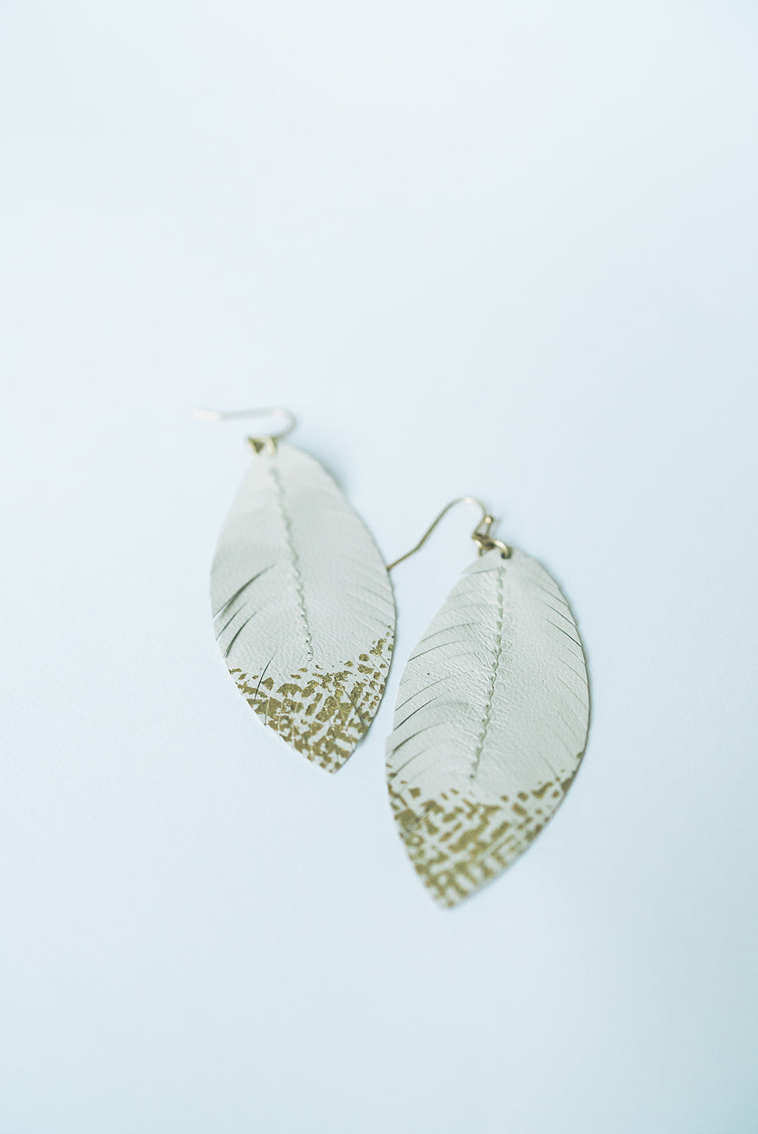 Faux Leather Oval Leaf Drop Earrings