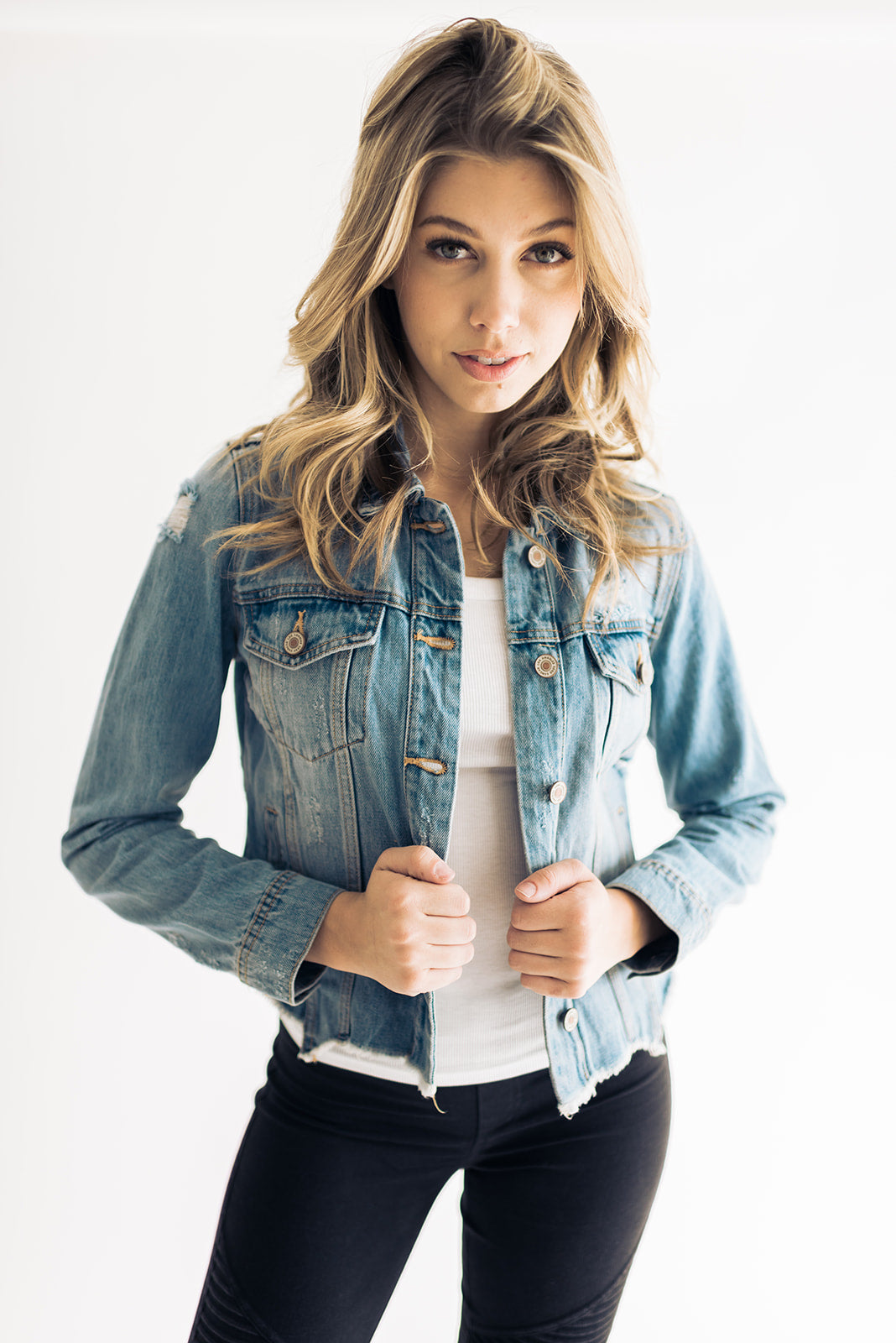 Zoey Distressed Denim Jacket