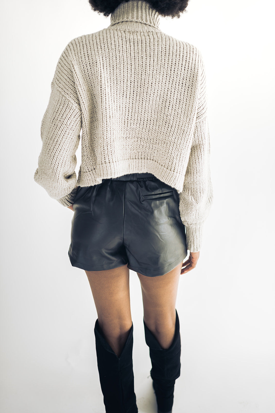 Emilia Faux Leather Pocketed Shorts