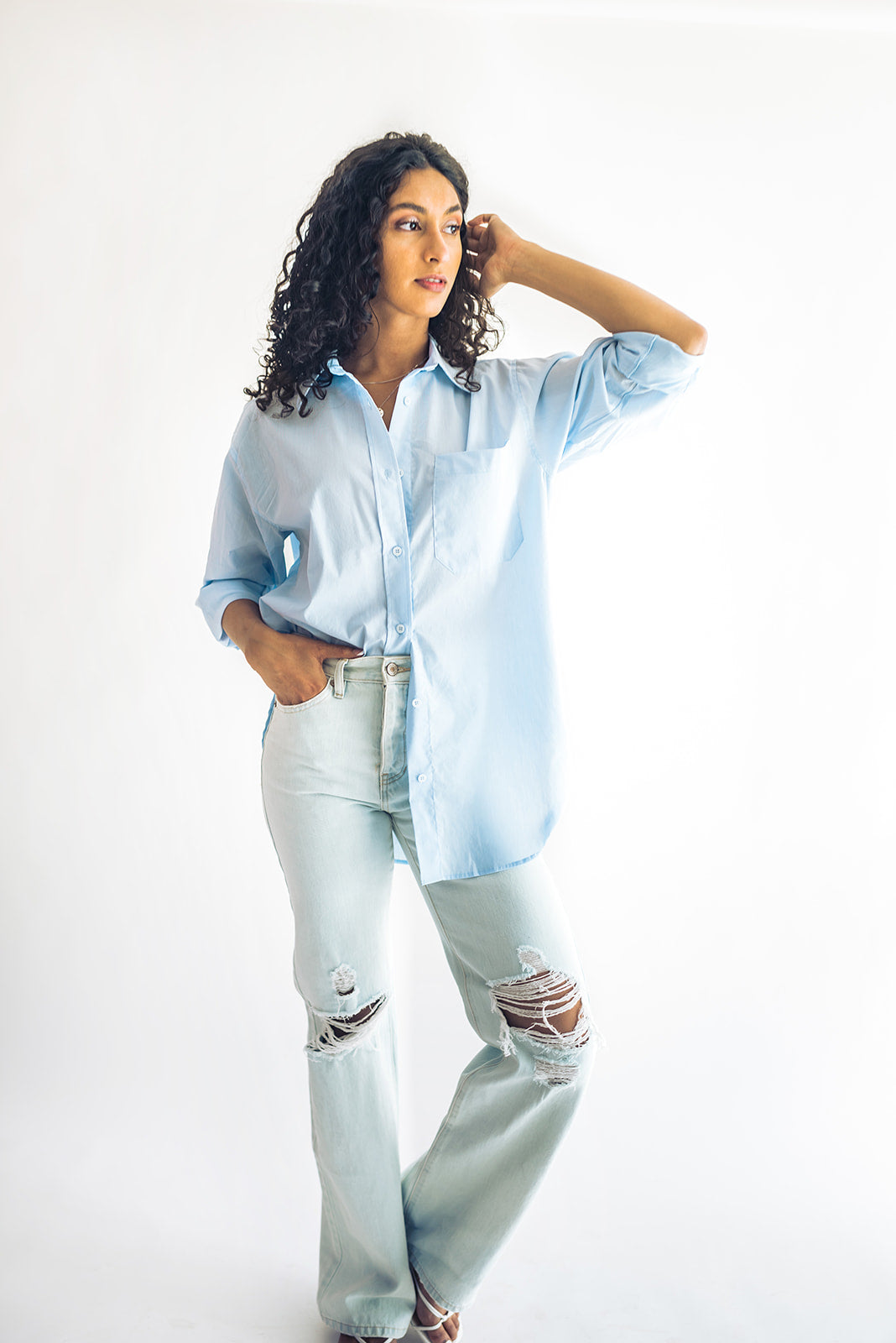 Stevie Menswear Button Down Light Blue