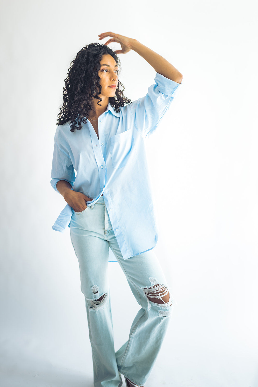 Stevie Menswear Button Down Light Blue