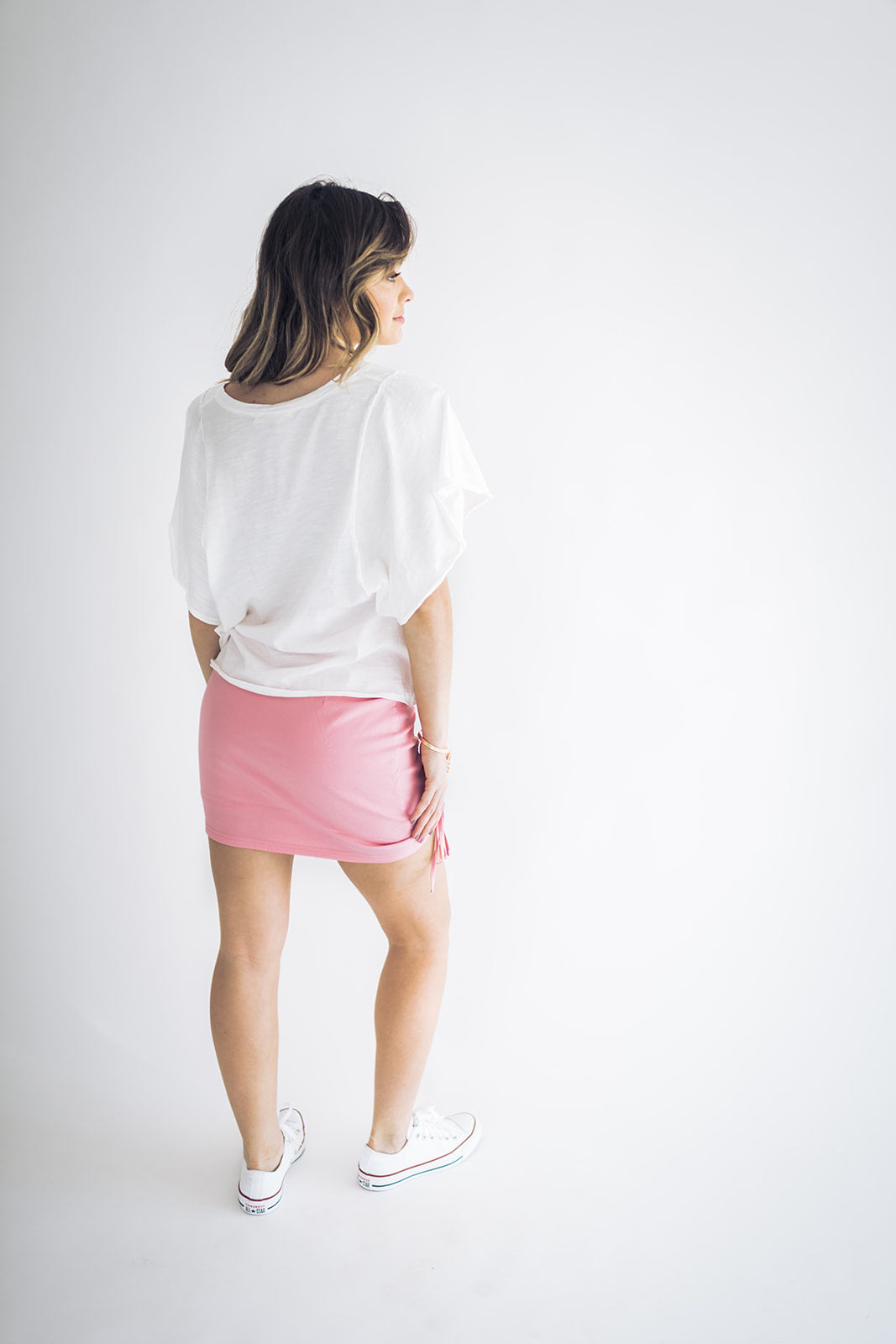 Brynn Cinched Candy Pink Skirt