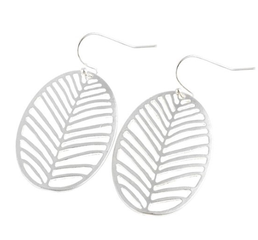 Leaf Filigree Earrings in Silver