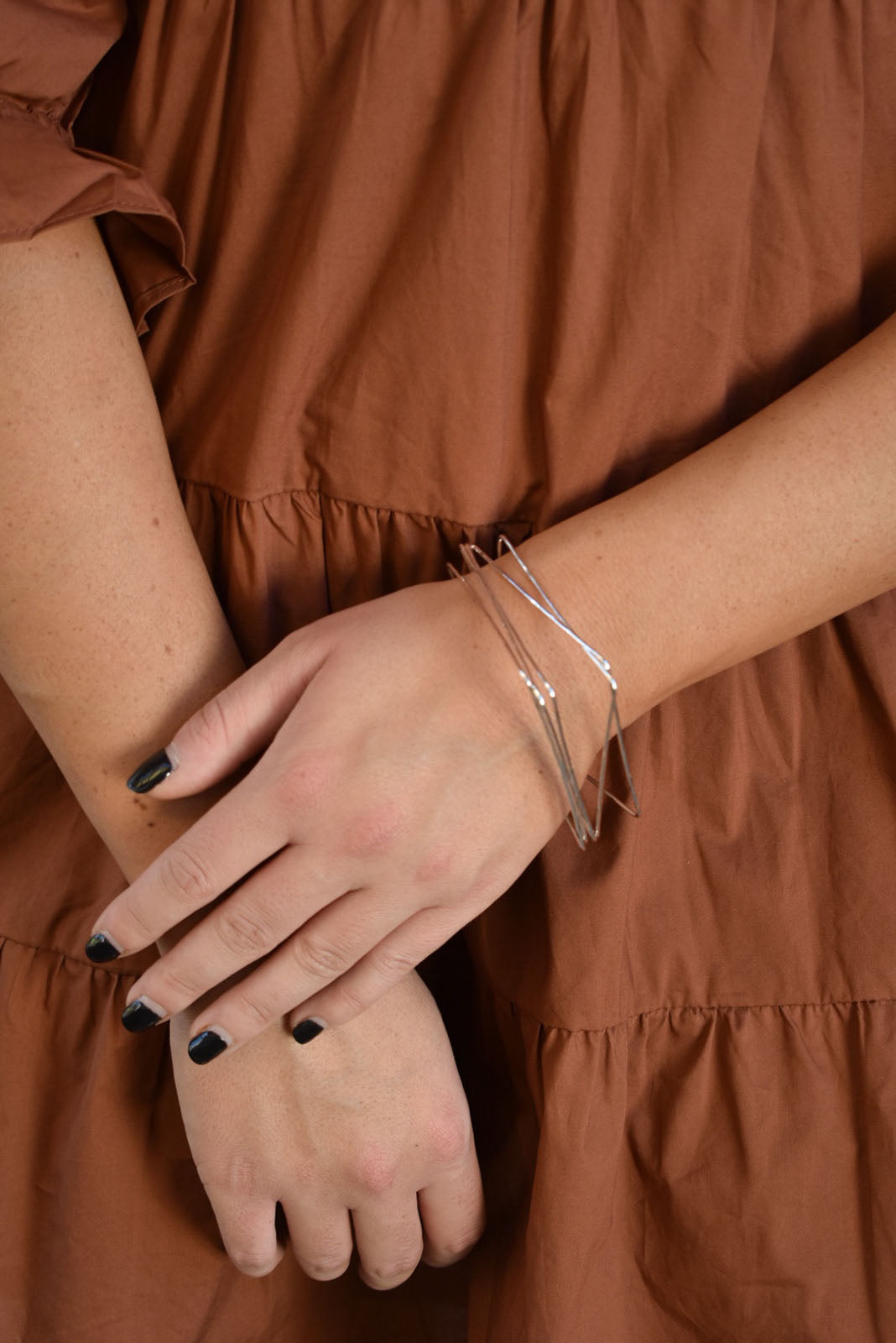 Sarah Square Bangels Silver