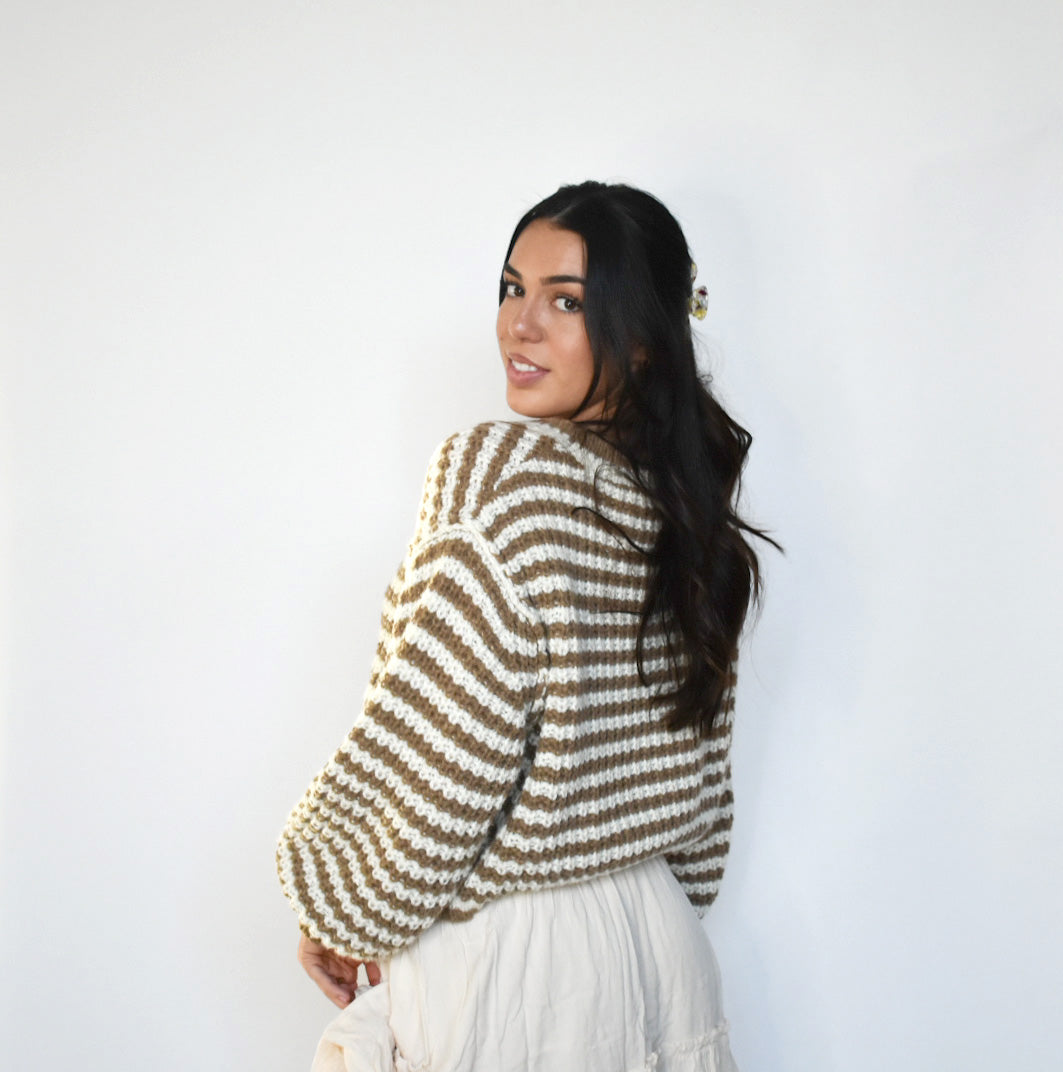Melanie Sweater Taupe &amp; White